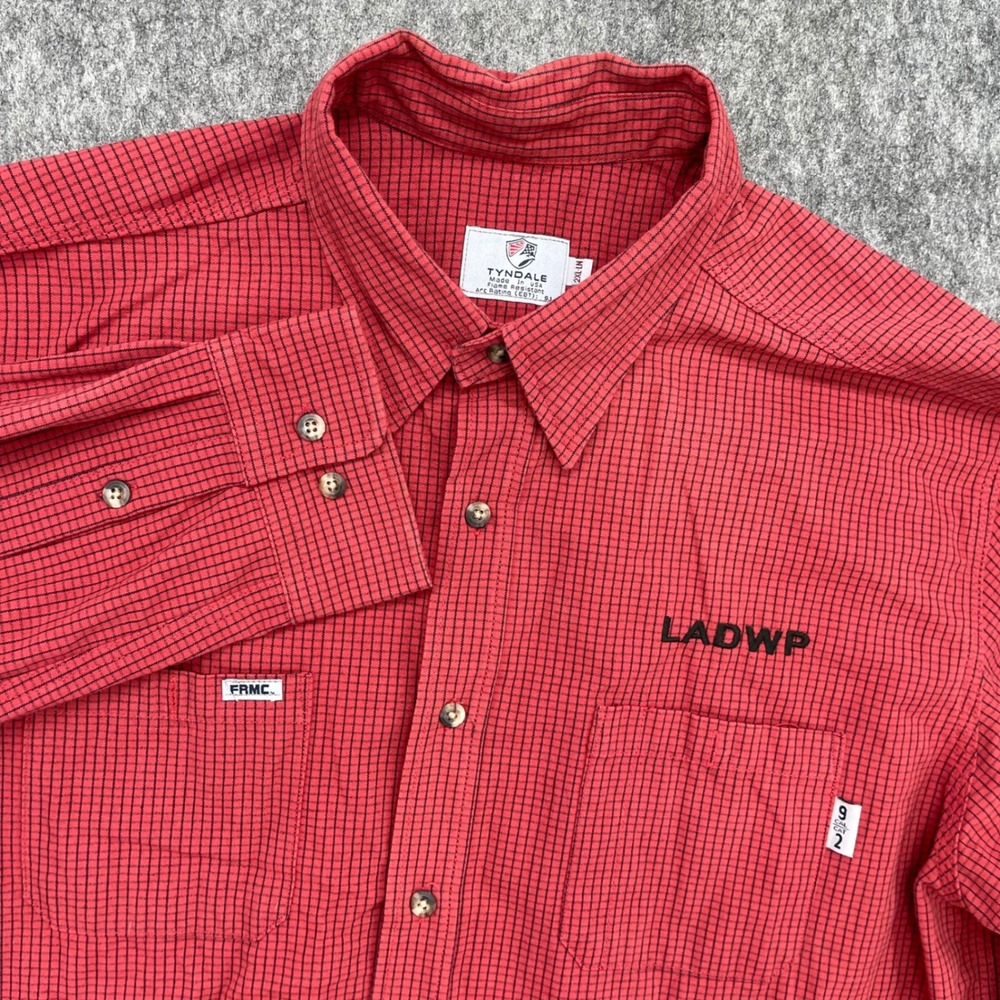 Tyndale Shirt Mens 2XL Red FRMC Flame Resistant Work LADWP Check Arc Rating 9.1